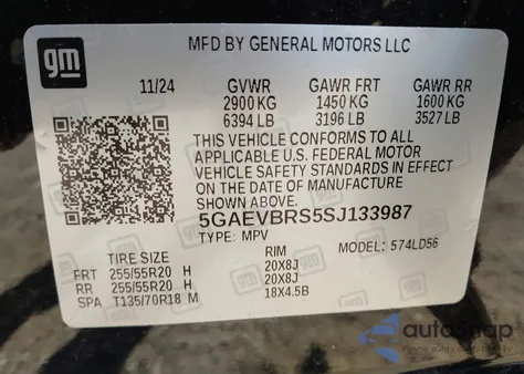 2025 Buick Enclave Sport Touring Fwd z USA, uszkodzony, nr VIN 5GAEVBRS5SJ133987